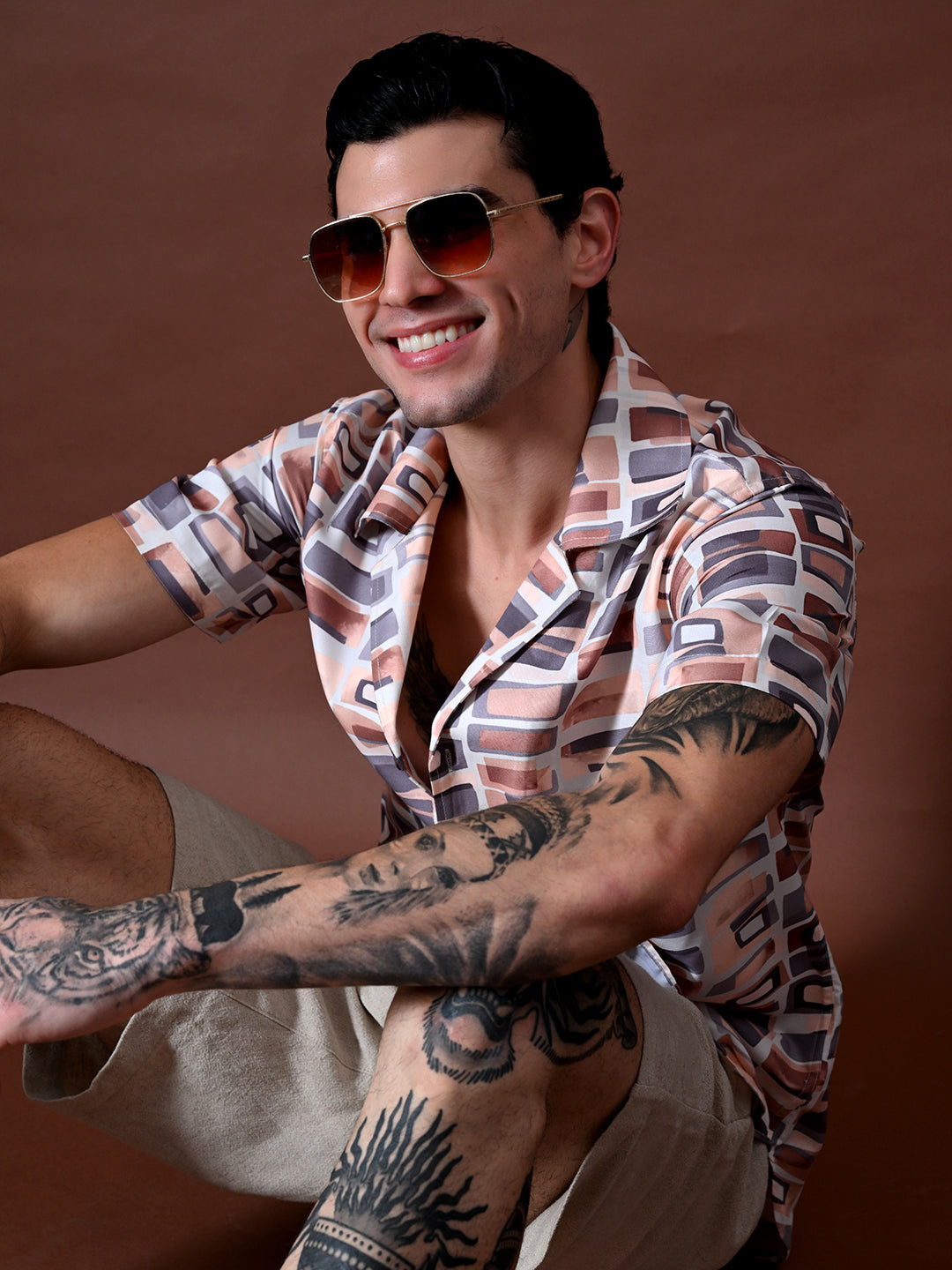 Printed Shirt in Cotton Blend