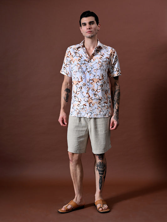 Printed Shirt in Cotton Linen