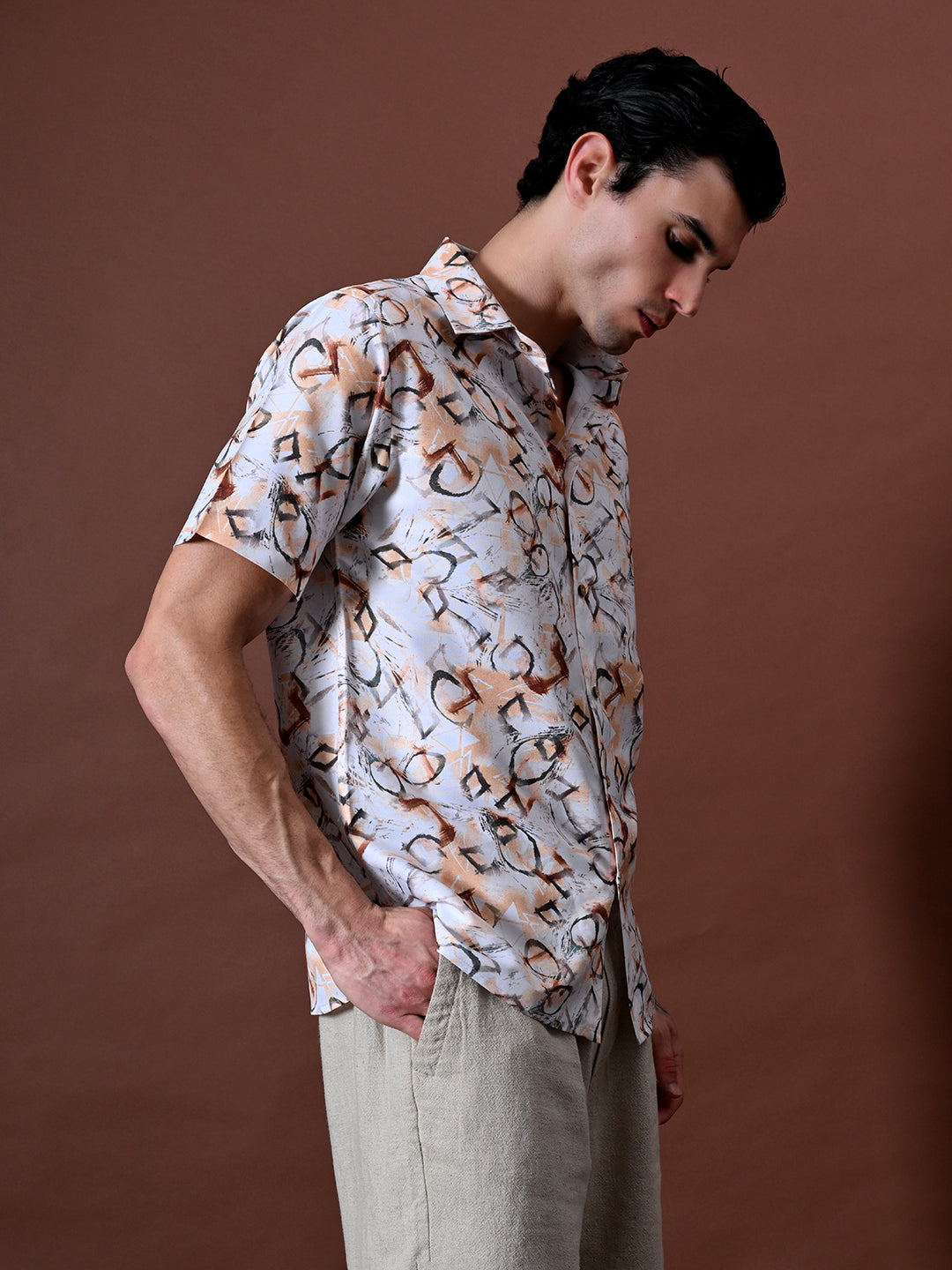Printed Shirt in Cotton Linen