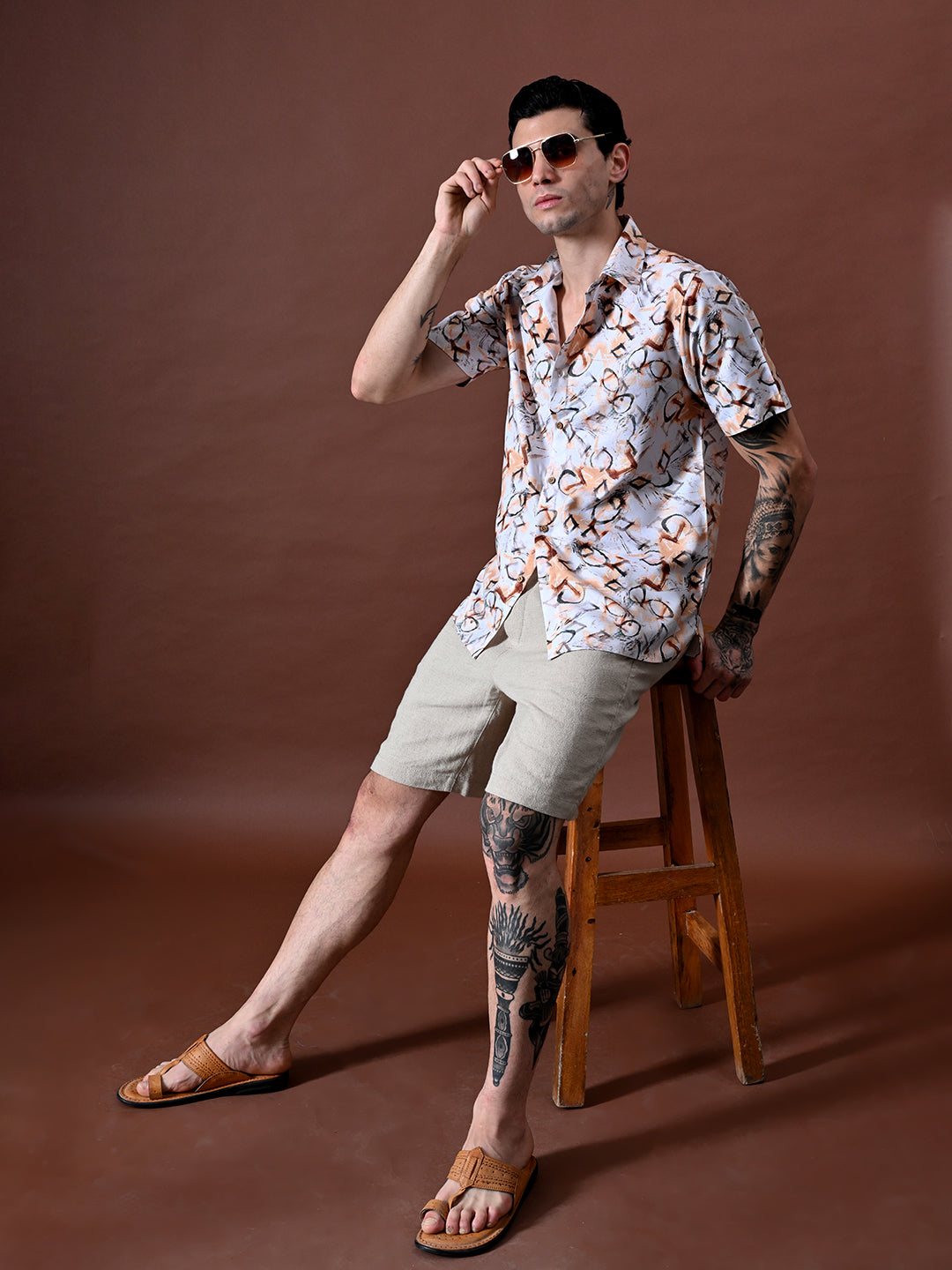 Printed Shirt in Cotton Linen