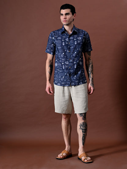 Printed Cotton Linen Shirt