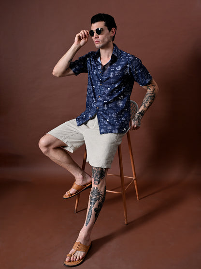 Printed Cotton Linen Shirt