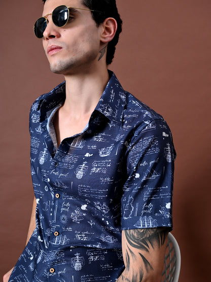 Printed Cotton Linen Shirt