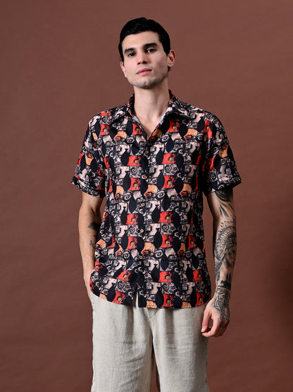 Printed Shirt In Cotton Linen