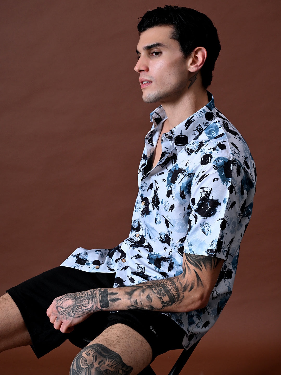 Printed Shirt in Cotton Linen