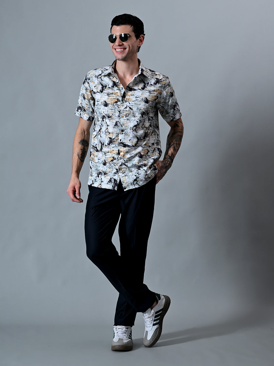Printed Shirt in Cotton Blend