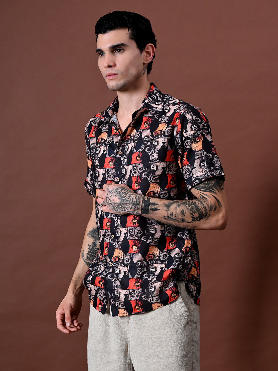 Printed Shirt In Cotton Linen