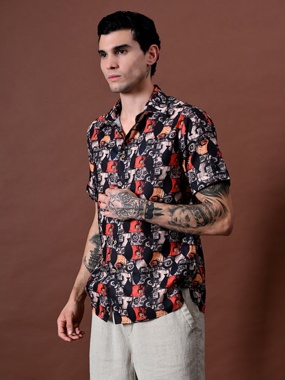 Printed Shirt In Cotton Linen