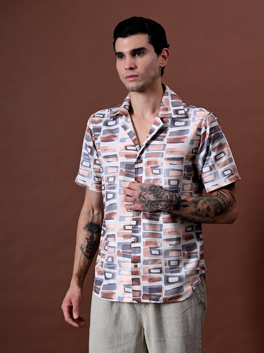 Printed Shirt in Cotton Blend