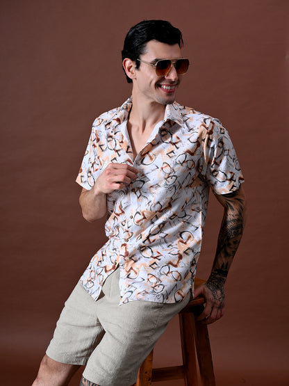 Printed Shirt in Cotton Linen