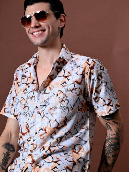 Printed Shirt in Cotton Linen