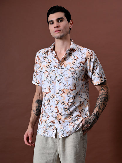 Printed Shirt in Cotton Linen