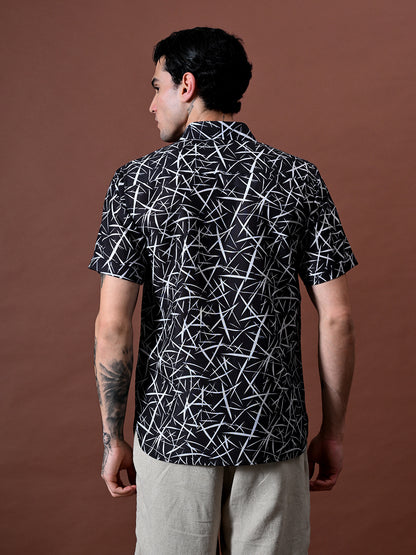 Printed Cotton Linen Half Sleeves Shirt