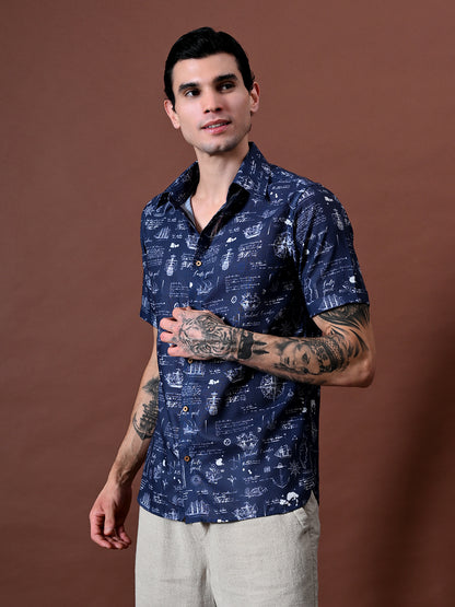 Printed Cotton Linen Shirt