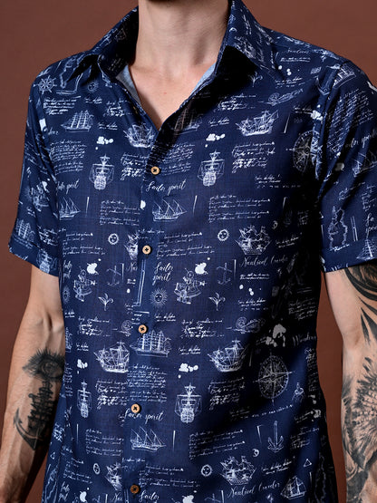 Printed Cotton Linen Shirt