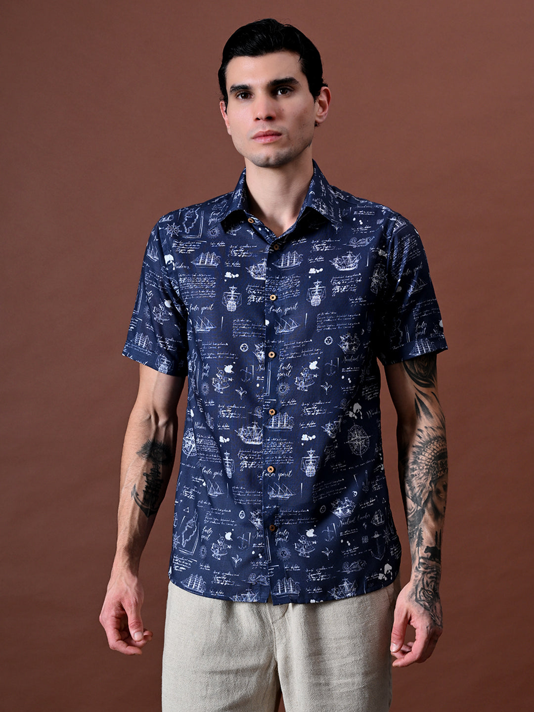 Printed Cotton Linen Shirt