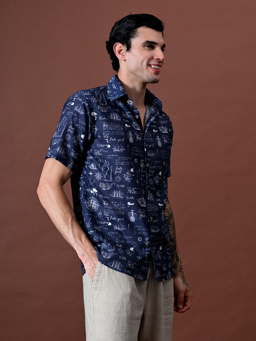 Printed Cotton Linen Shirt