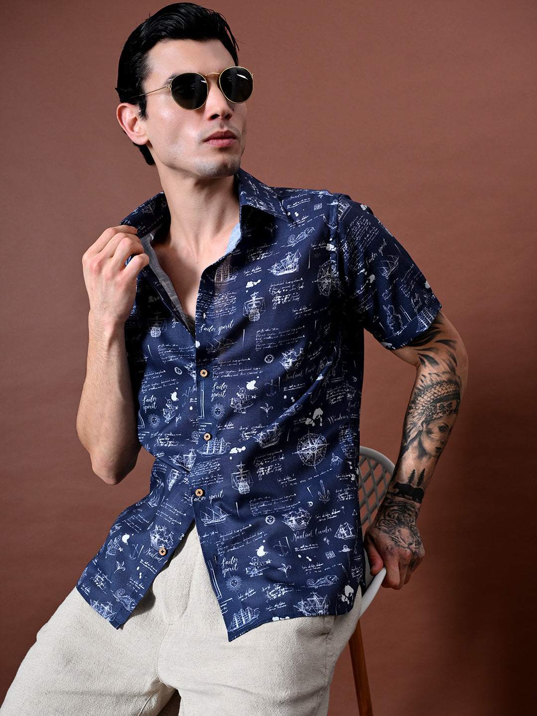 Printed Cotton Linen Shirt