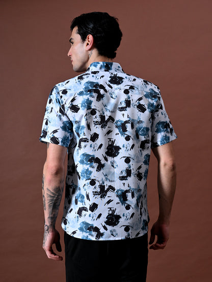 Printed Shirt in Cotton Linen