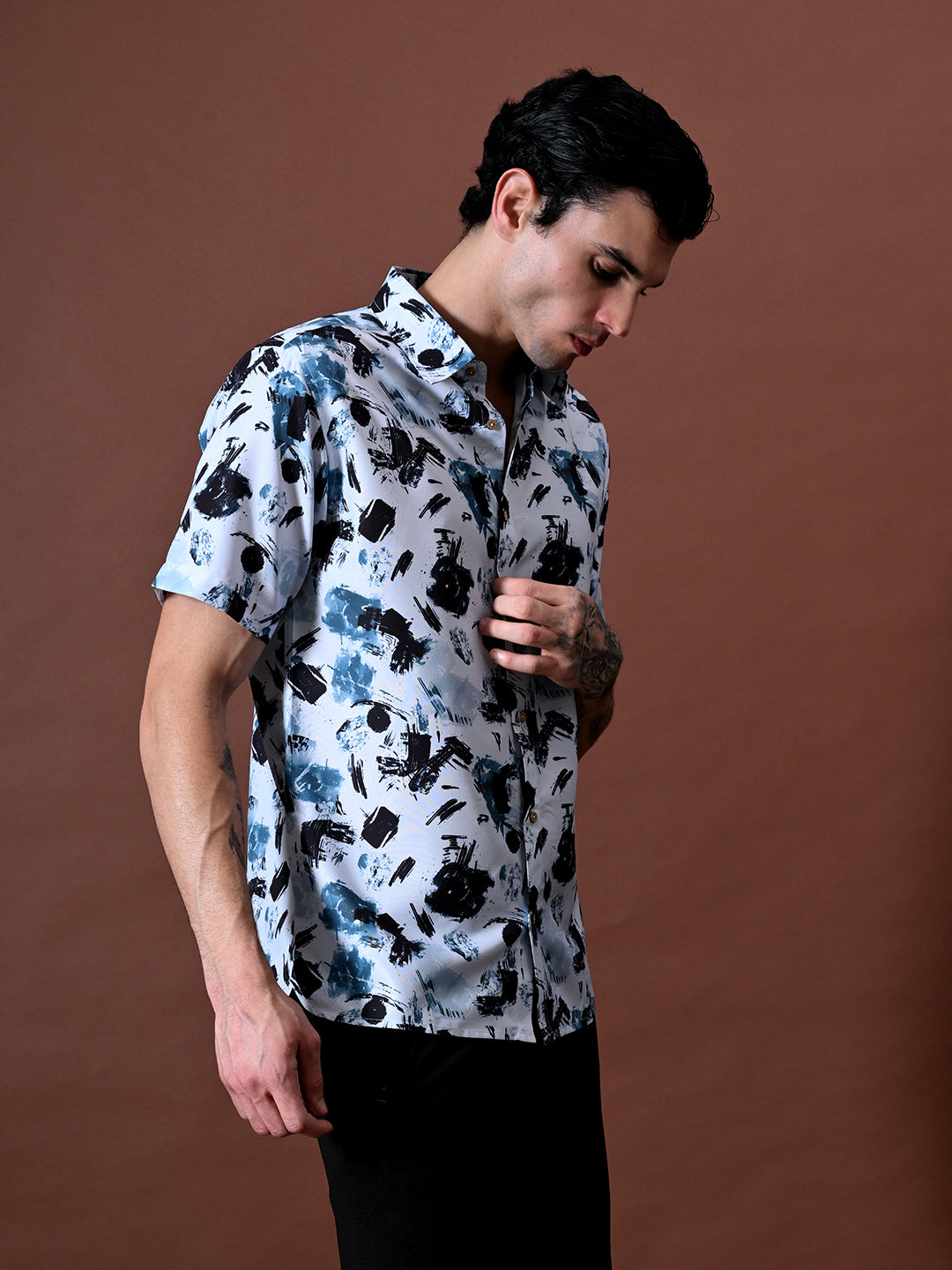 Printed Shirt in Cotton Linen