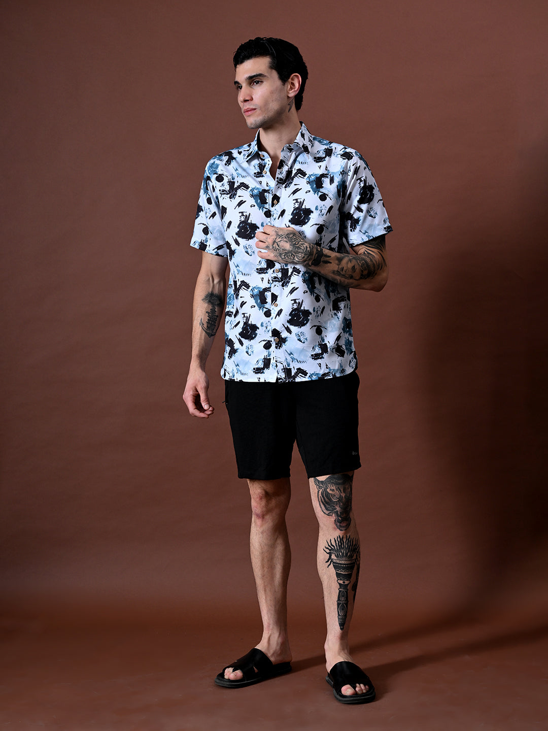 Printed Shirt in Cotton Linen