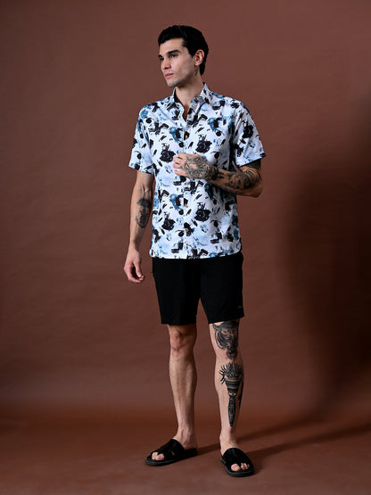 Printed Shirt in Cotton Linen