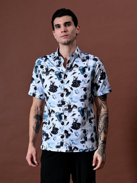 Printed Shirt in Cotton Linen