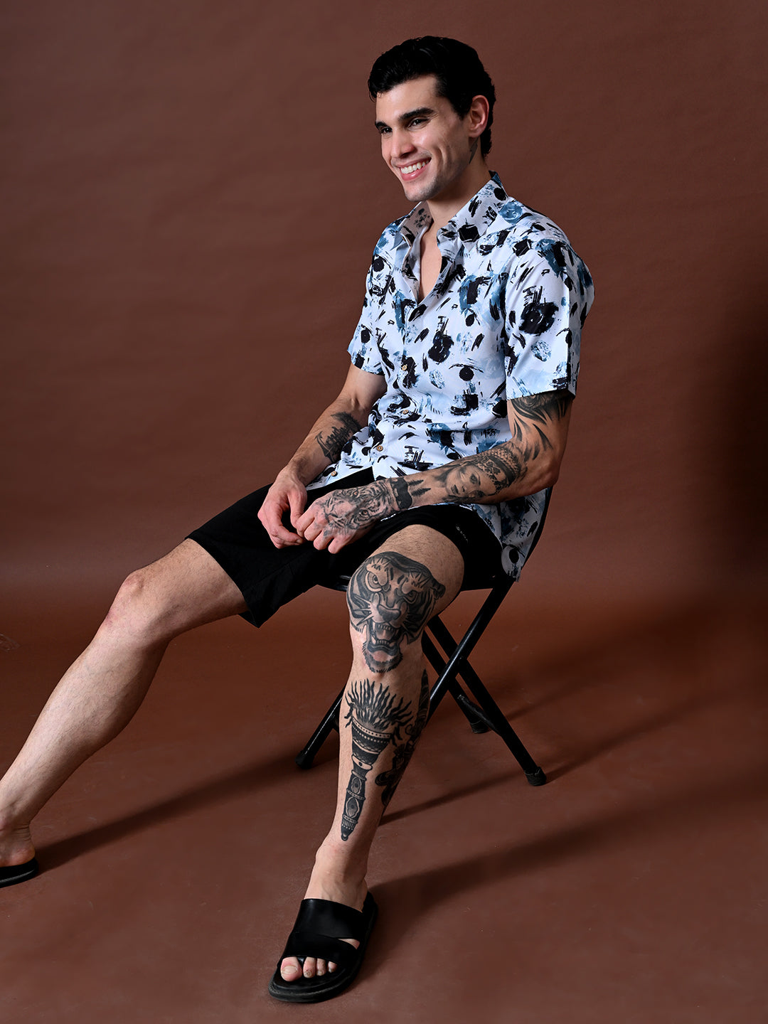 Printed Shirt in Cotton Linen