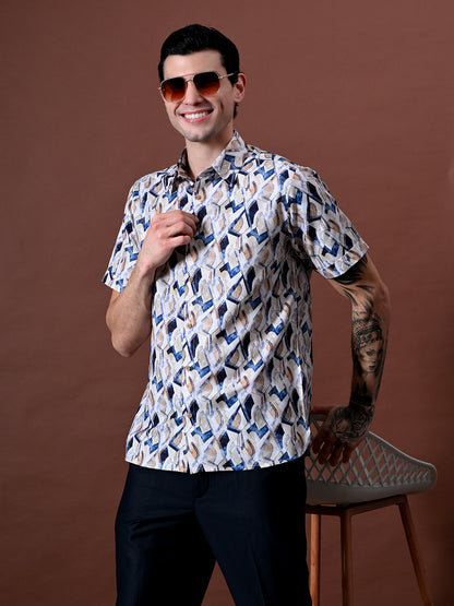 Printed Shirt in Cotton Blend