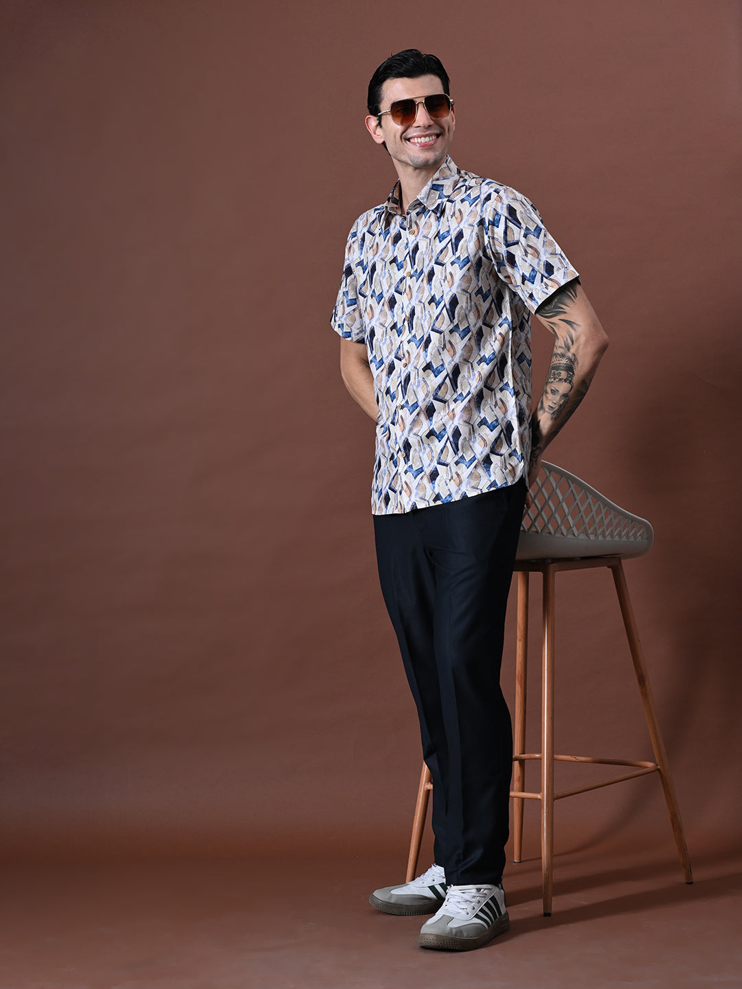 Printed Shirt in Cotton Blend