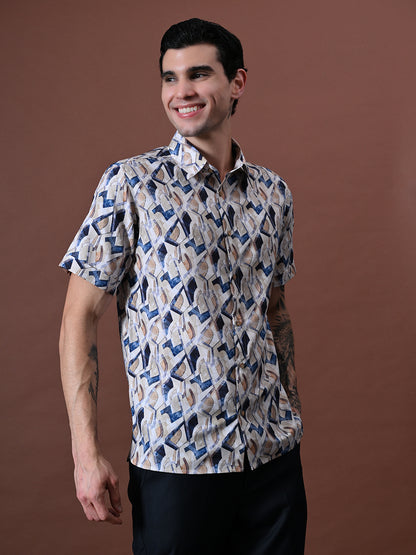 Printed Shirt in Cotton Blend