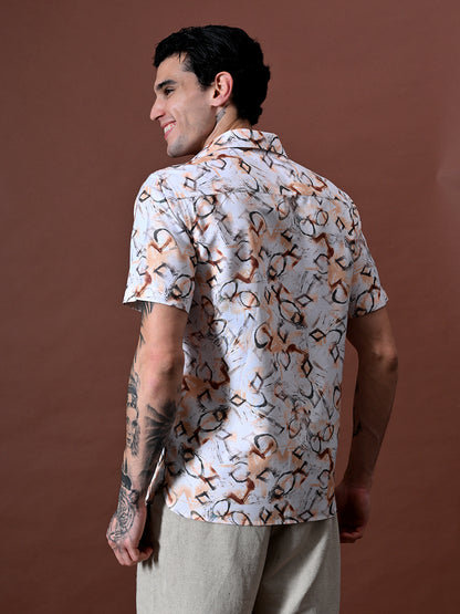 Printed Shirt in Cotton Linen