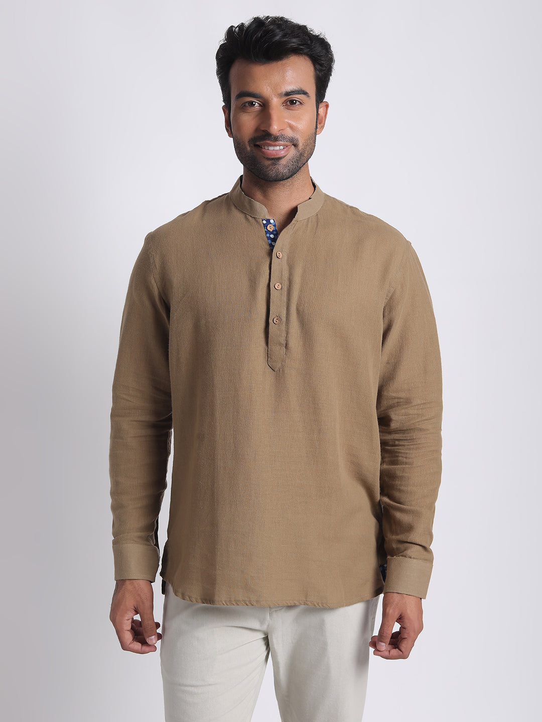 Short Kurta Men’s Solid Beige