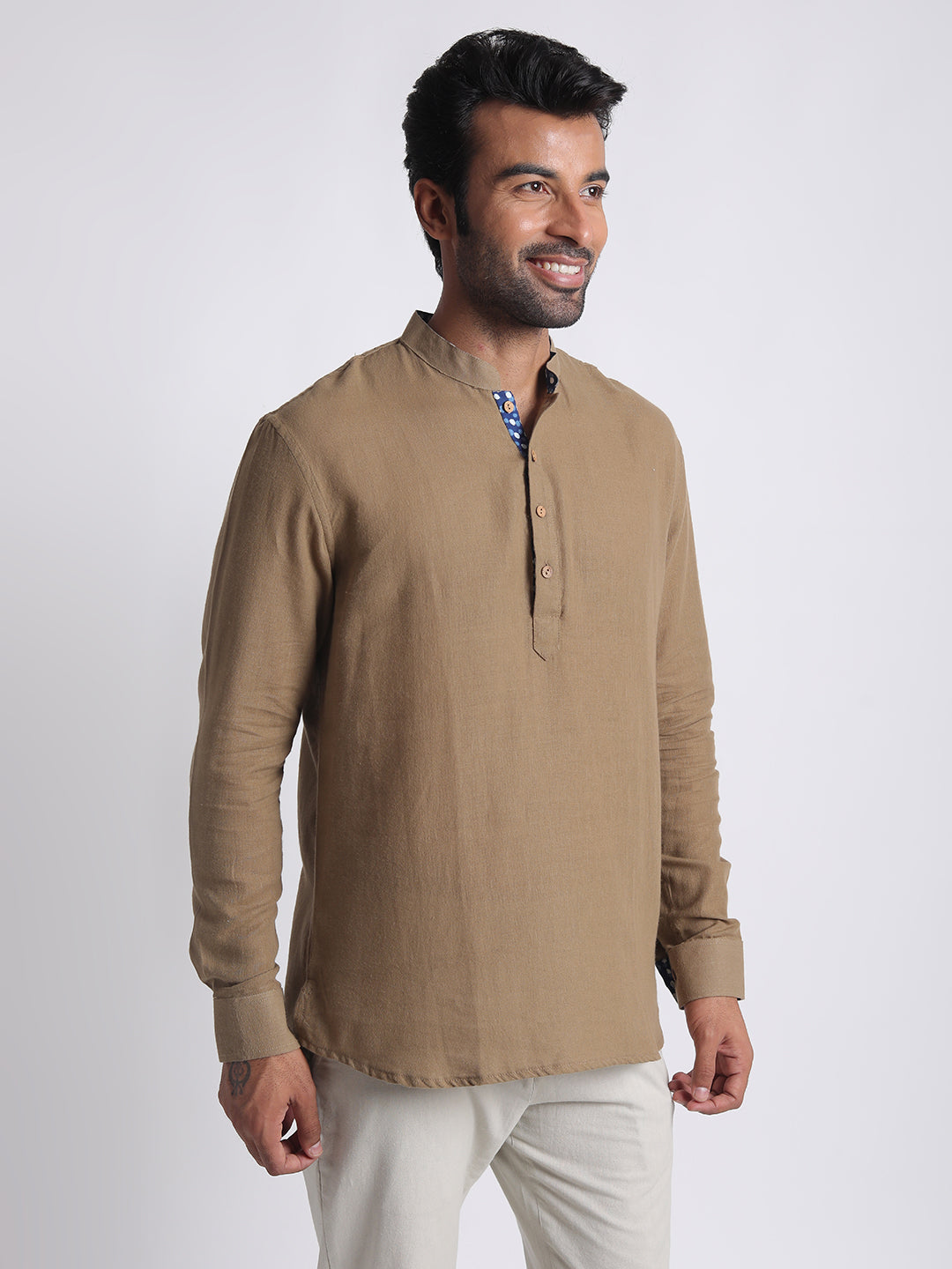 Short Kurta Men’s Solid Beige
