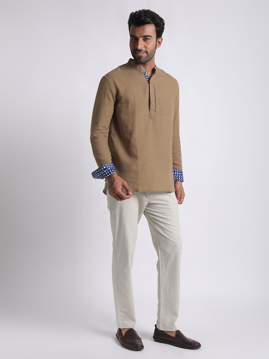 Short Kurta Men’s Solid Beige