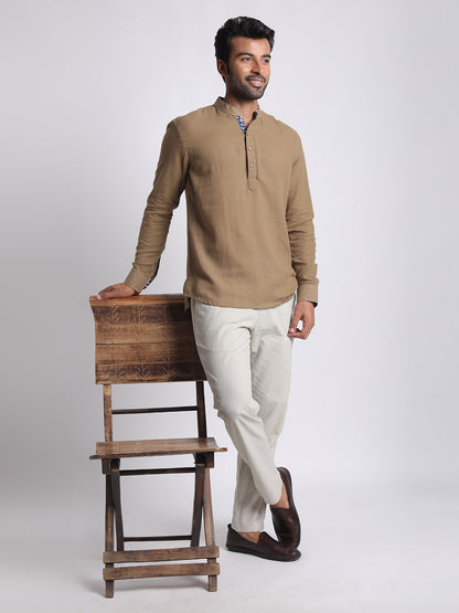 Short Kurta Men’s Solid Beige