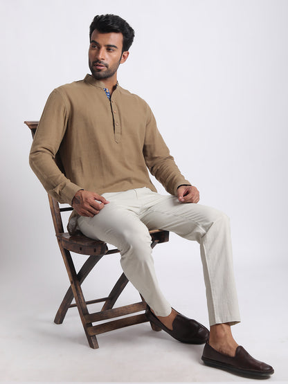 Short Kurta Men’s Solid Beige
