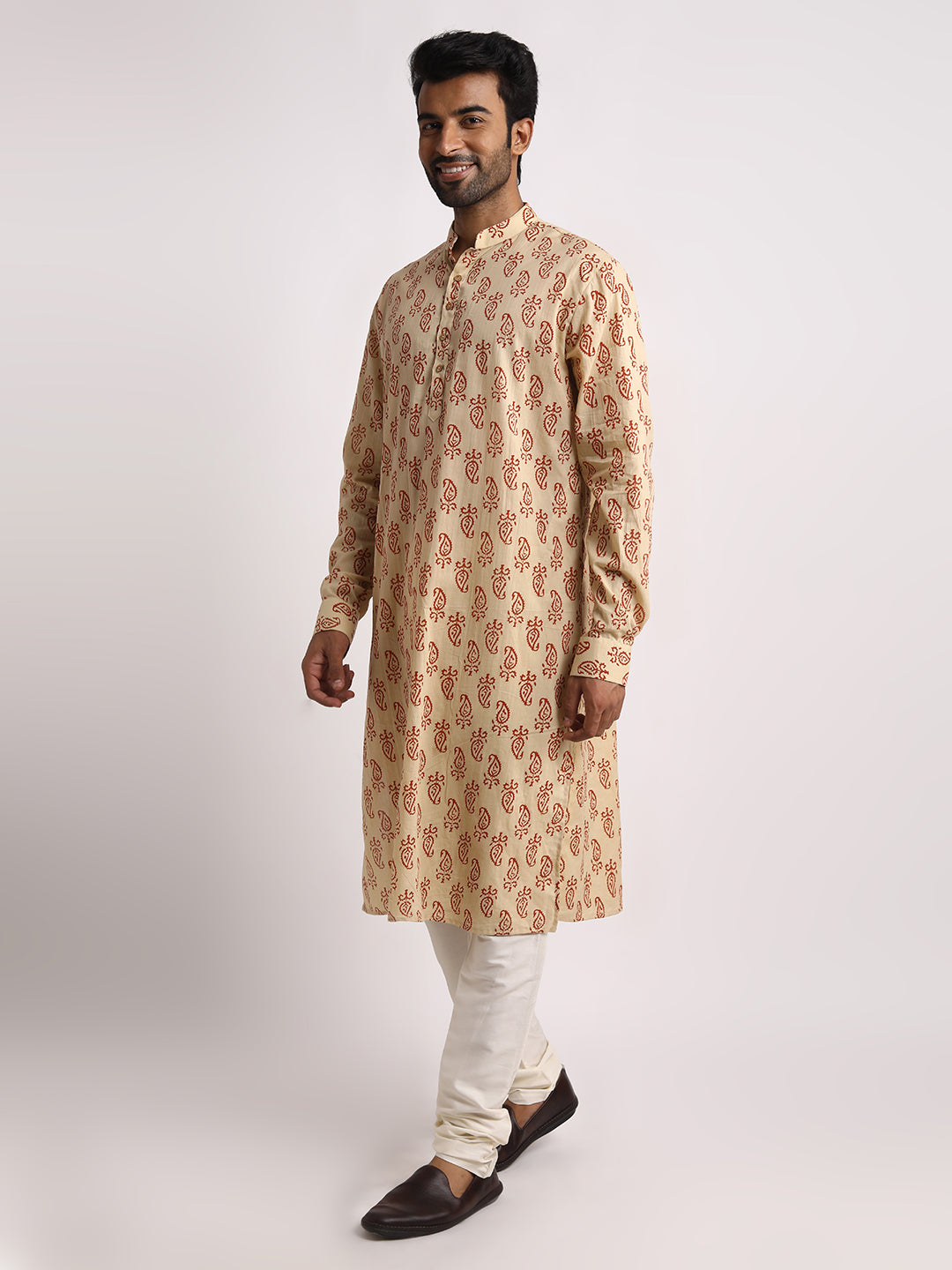 Elegant Beige Printed Kurta