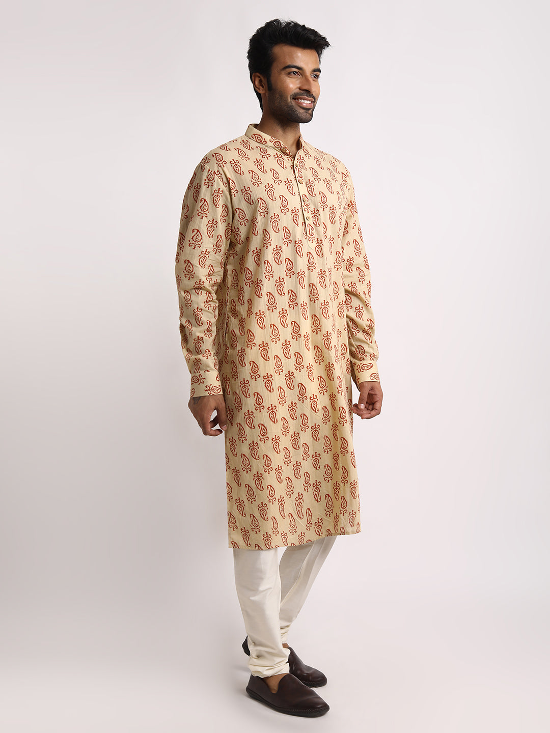 Elegant Beige Printed Kurta
