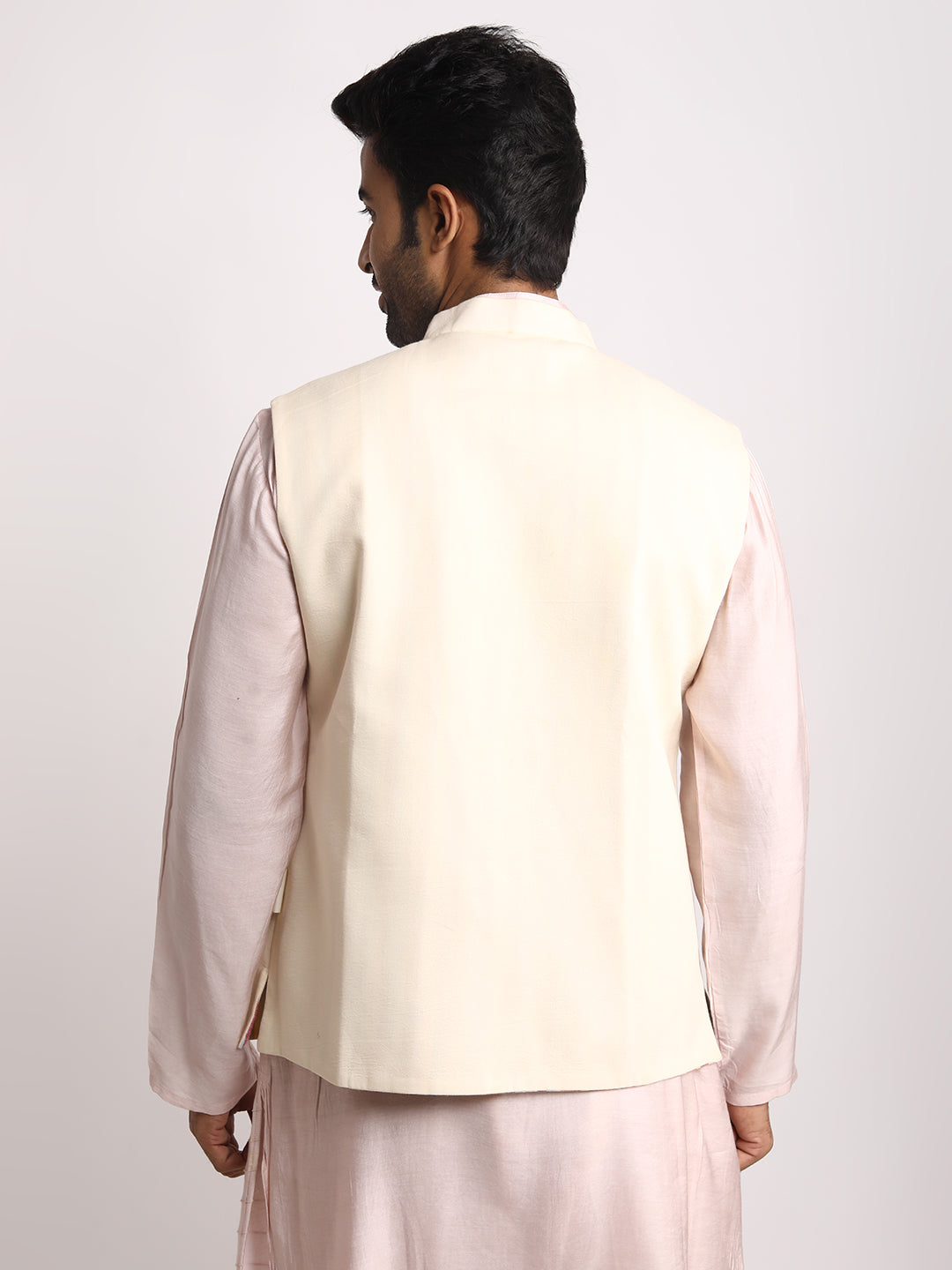 Multistriped & cream reversible Nehru jacket