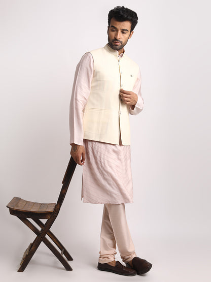 Multistriped & cream reversible Nehru jacket