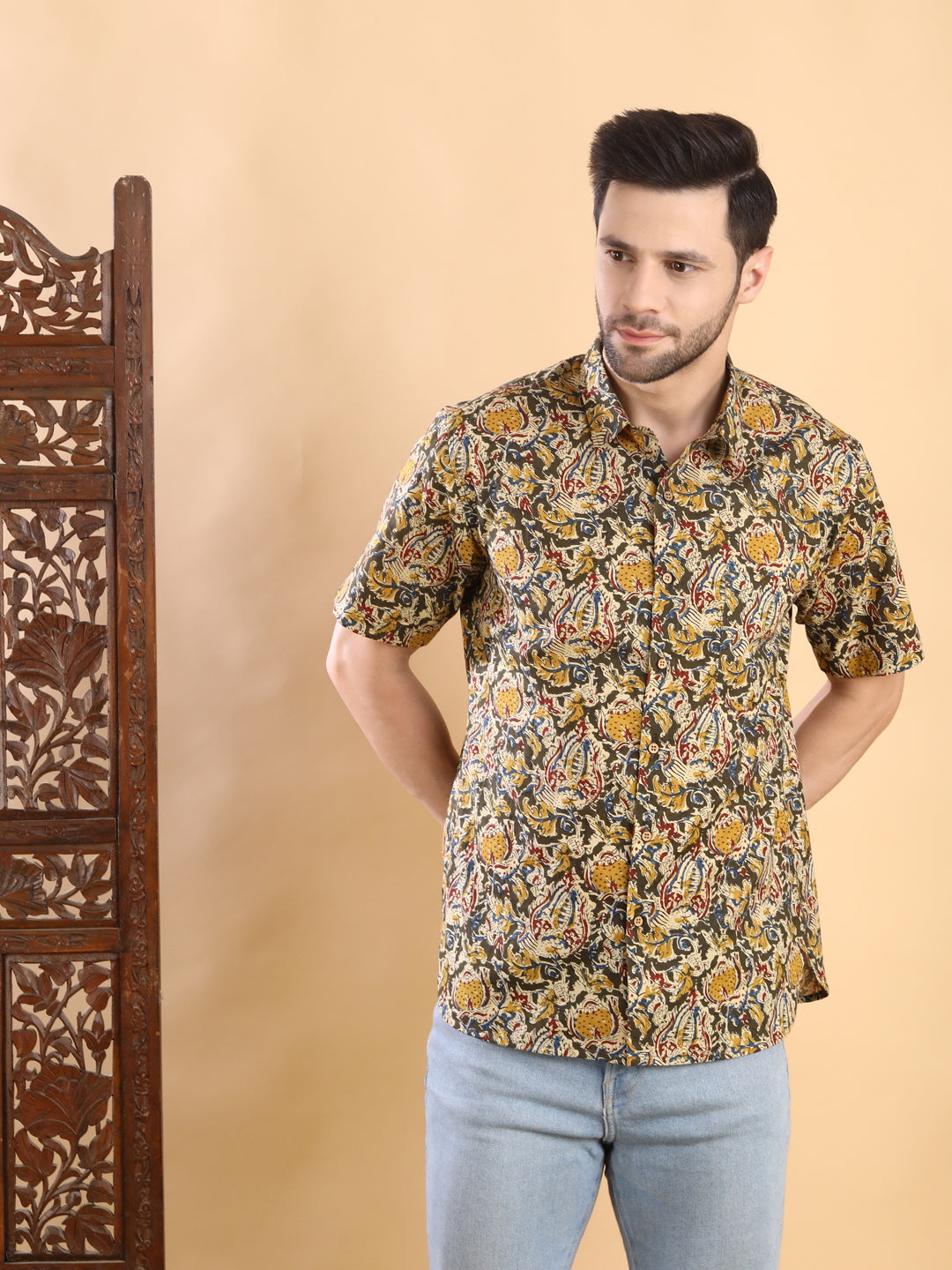 Half-Sleeves Vibrant Multicolor Short Sleeve Shirt