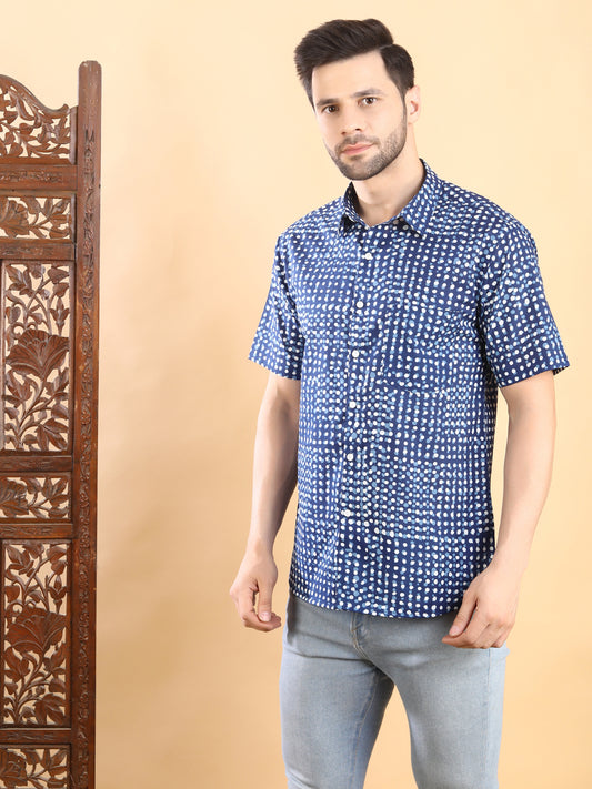 Half-Sleeves Blue Short-Sleeve Shirt