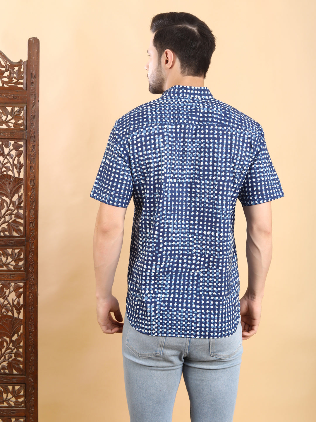 Half-Sleeves Blue Short-Sleeve Shirt