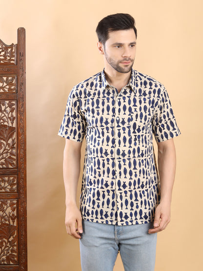 Hand block Print Half Sleeves Shirt