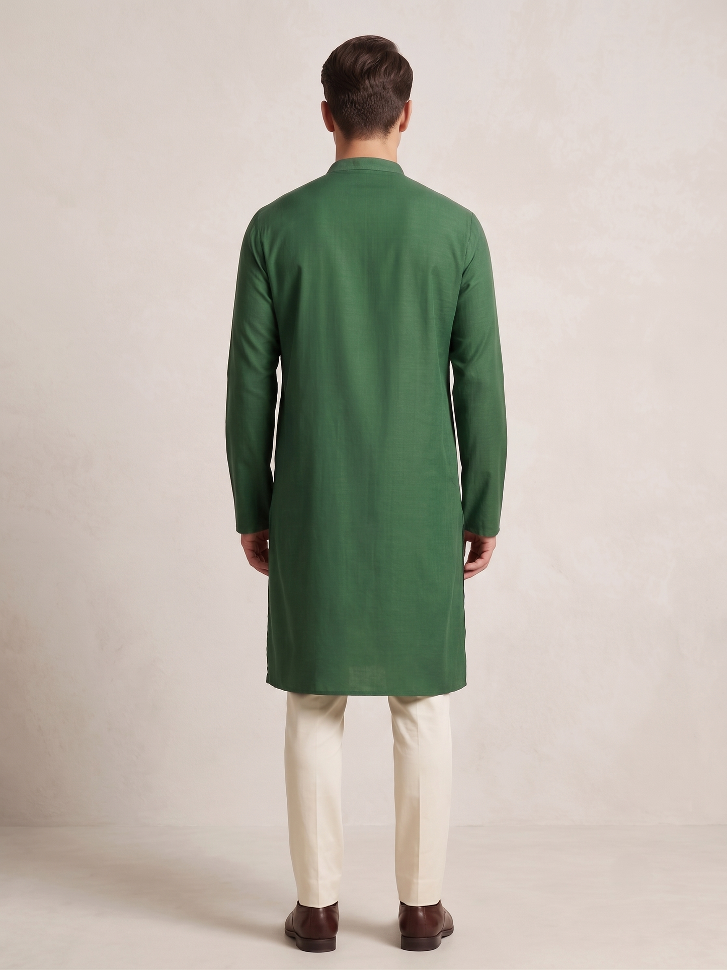 Green Kosi Silk Full-Length Kurta with Hand Pin Tuck Detailing